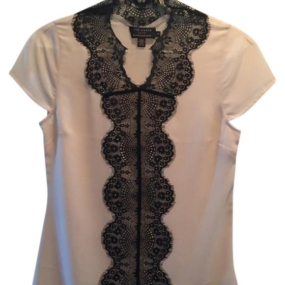 Ted Baker Tops - Ted Baker cream black lace blouse